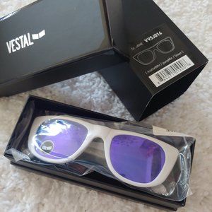 FREE SHIP! Vestal White Sunglasses Purple Mirror Lens - St.Jane Cat eye NEW